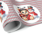 Teddy Bear Ladybug mit Snowman Baby Showgeschenk Geschenkpapier (Rolleneckpunkt)