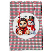 Teddy Bear Ladybug mit Snowman Baby Showgeschenk Mittlere Geschenktüte (Rückseite)