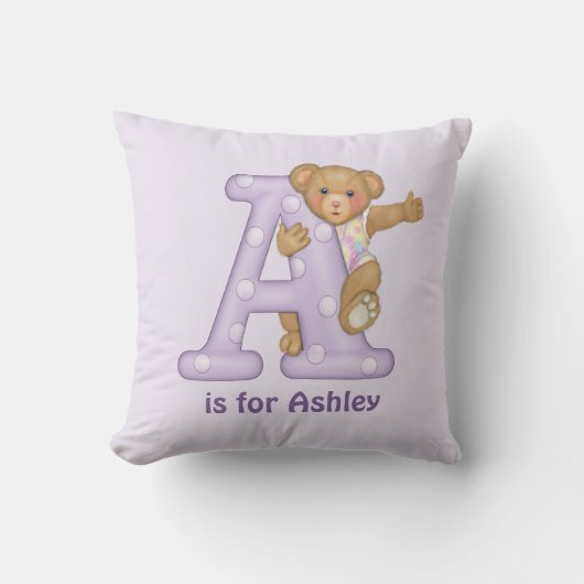 Teddy Bear Letter A Monogram Kissen (Vorderseite)
