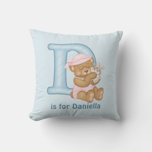 Teddy Bear Letter D Monogram Kissen (Vorderseite)