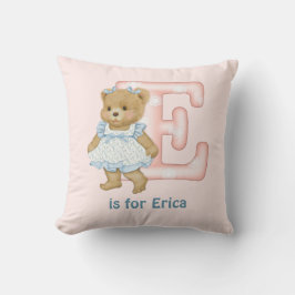 Teddy Bear Letter E Monogram Kissen