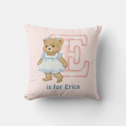 Teddy Bear Letter E Monogram Kissen (Vorderseite)