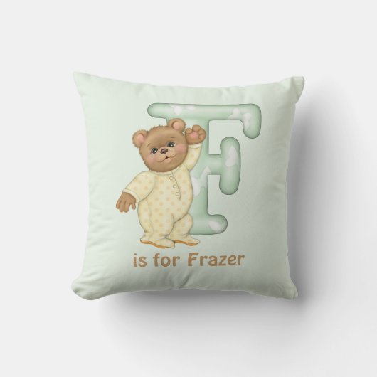 Teddy Bear Letter F Monogram Pillow Kissen (Vorderseite)