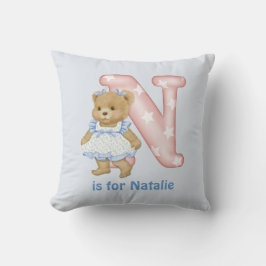 Teddy Bear Letter N Monogram Kissen