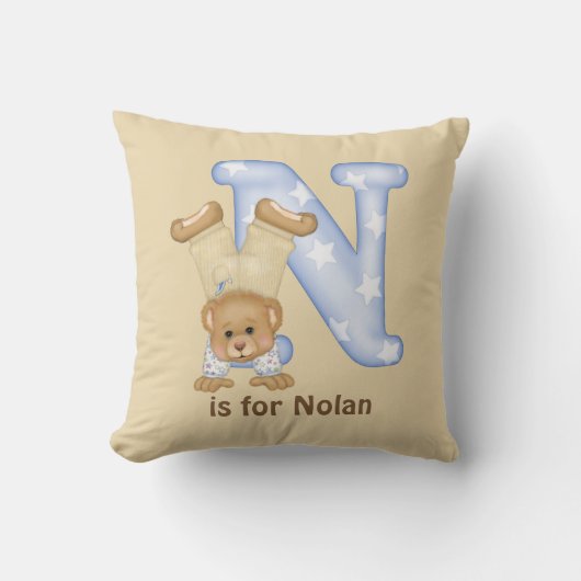 Teddy Bear Letter N Monogram Kissen (Vorderseite)