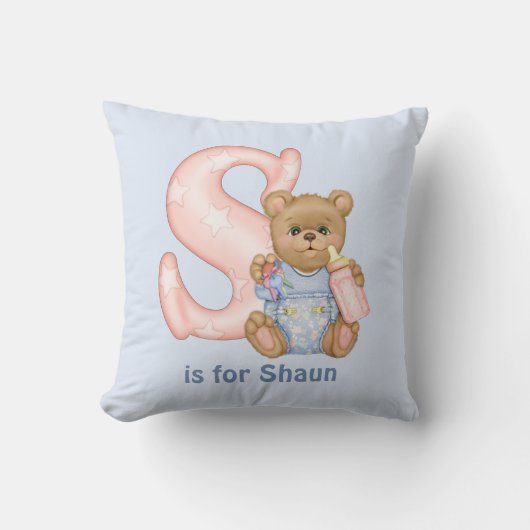 Teddy Bear Letter S Monogram Kissen (Vorderseite)
