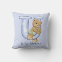 Teddy Bear Letter U Monogram Kissen