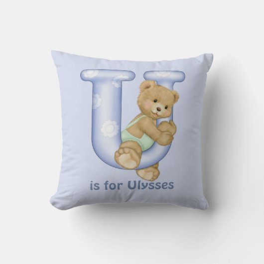 Teddy Bear Letter U Monogram Kissen (Vorderseite)