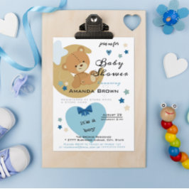 Teddy Bear Liebe Baby Boy Dusche Einladung Postkarte