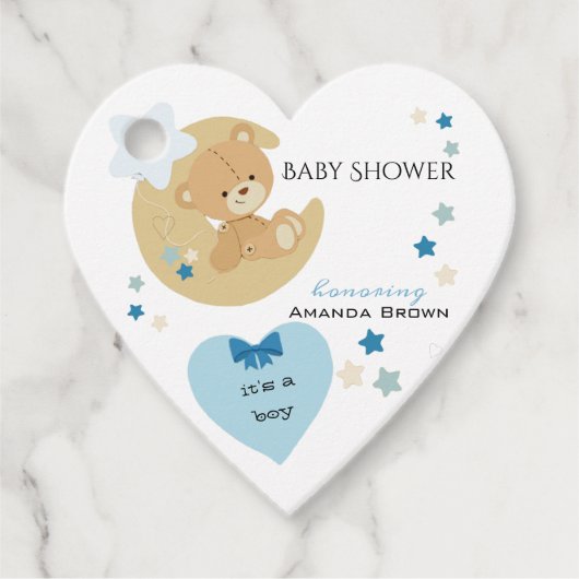 Teddy Bear Liebe Baby Boy Dusche | Geschenkanhänger (Vorderseite)
