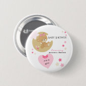 Teddy Bear Liebe Baby Girl Dusche Button (Vorne & Hinten)