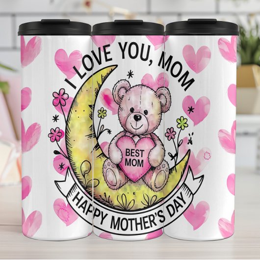 Teddy Bear: Liebe, Herz, beste Mama Thermosbecher