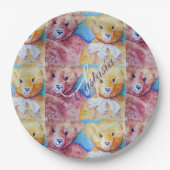 TEDDY BEAR LIEBE MONOGRAMM PARTY PAPPTELLER (Vorderseite)