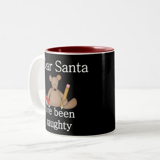 Teddy Bear Lieber Weihnachten Zweifarbige Tasse (Vorderseite Links)