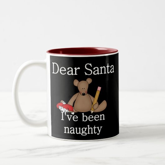 Teddy Bear Lieber Weihnachten Zweifarbige Tasse (Links)