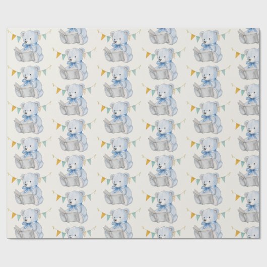 Teddy Bear liest ein Buch Geschenkpapier (Flach)