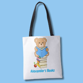 Teddy Bear liest seine Bücher Personalisiert Tasche