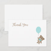 Teddy Bear Light Blue Baby Dusche Vielen Dank Dankeskarte (Vorne/Hinten)