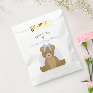 Teddy Bear Lila Bow Girl Baby Dusche Vielen Dank Geschenktütchen