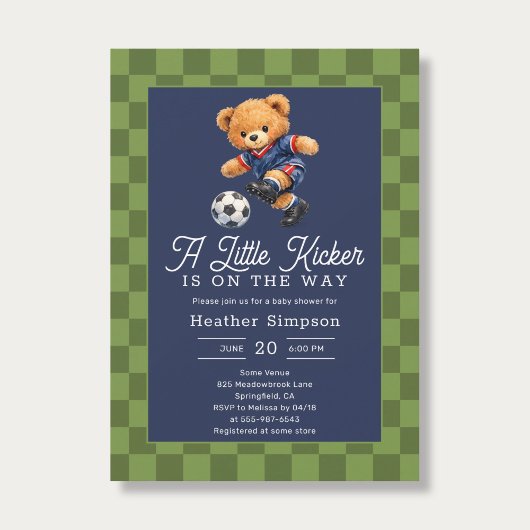 Teddy Bear Little Kicker Soccer Baby Shower Einladung