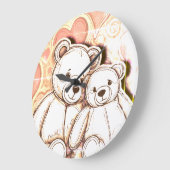 Teddy Bear Love Große Wanduhr (Winkel)