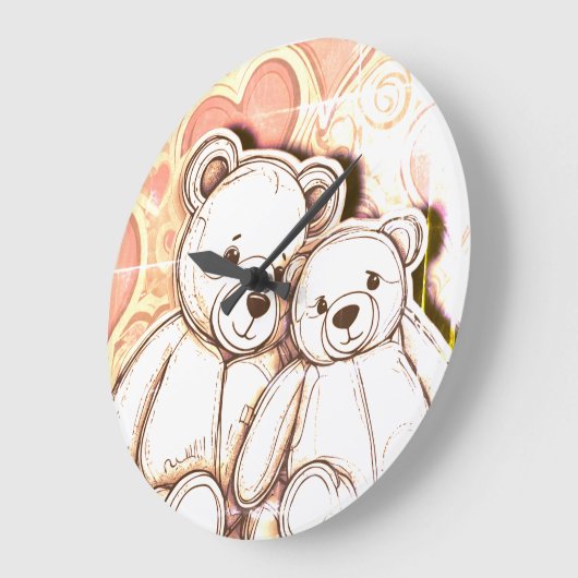 Teddy Bear Love Große Wanduhr (Winkel)