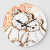 Teddy Bear Love Große Wanduhr (Vorderseite)