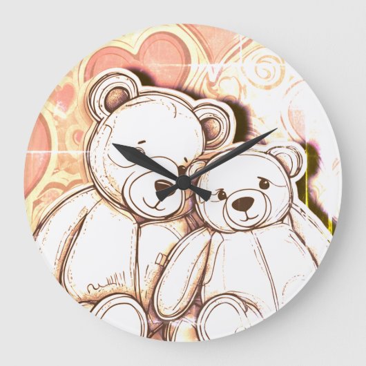 Teddy Bear Love Große Wanduhr (Vorderseite)