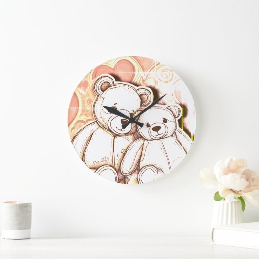 Teddy Bear Love Große Wanduhr (Zuhause)