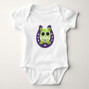 Teddy Bear - Lucky Green Baby Strampler