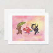 Teddy bear Macaw Tapir Friends Art Flat Note Card Dankeskarte (Vorne/Hinten)