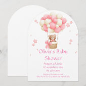 Teddy Bear Mädchen Babydusche Einladung (Vorne/Hinten)