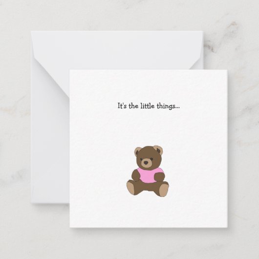 Teddy Bear Mini Danke Note Card Mitteilungskarte (Vorderseite)