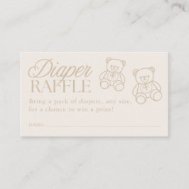 Teddy Bear Minimal Baby Shower Diaper Raffle Begleitkarte