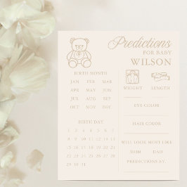 Teddy Bear Minimal Baby Shower Predictions Game