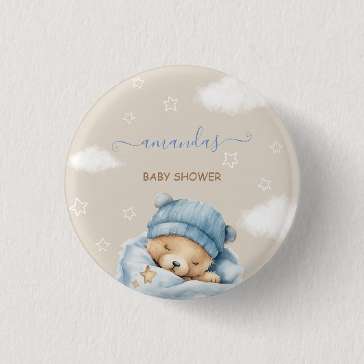 Teddy Bear Minimal Rustikal Button (Vorderseite)