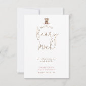 Teddy Bear Minimalistisch Babydusche Danke Karte (Vorderseite)