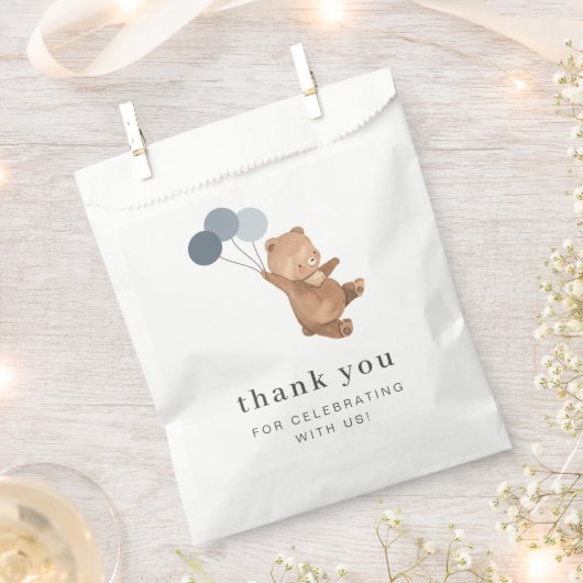 Teddy Bear mit 3 blauen Balloons Geschenktütchen (Ausgeschnitten)