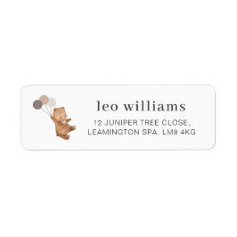 Teddy Bear mit 3 braunen Balloons Label