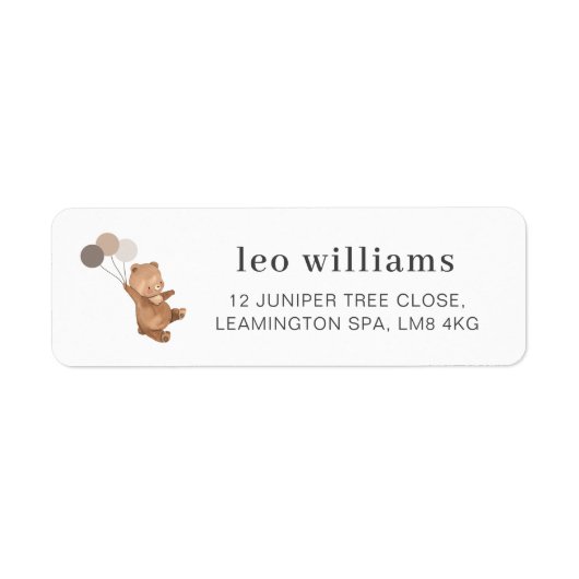 Teddy Bear mit 3 braunen Balloons Label (Vorne)