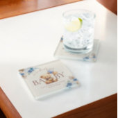 Teddy Bear mit Balloon Boho Blue Rose Babydusche Glasuntersetzer