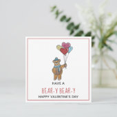 Teddy Bear mit Balloon Bouquet Valentine Card (Stehend Vorderseite)