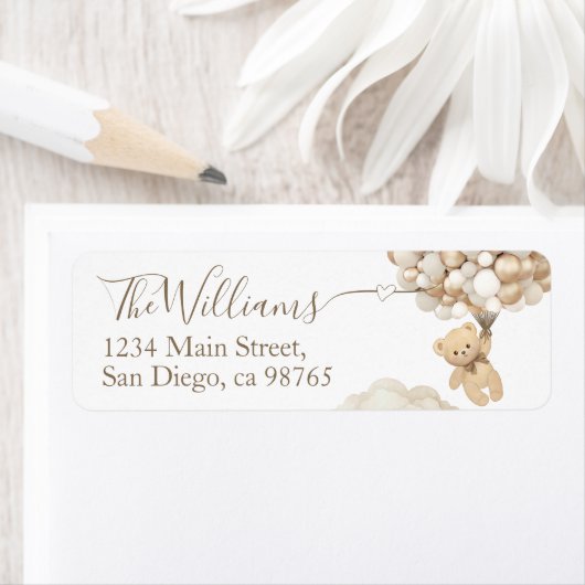 Teddy Bear mit Balloon Neutral Baby Shower (Insitu)