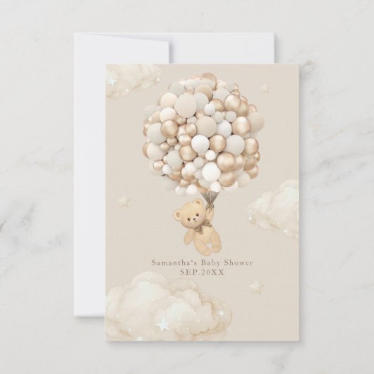 Teddy Bear mit Balloons Baby Dusche Beary Much Dankeskarte (Rückseite)