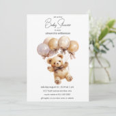 Teddy Bear mit Balloons Baby Dusche Einladung (Stehend Vorderseite)