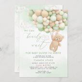 Teddy Bear mit Balloons Babydusche Einladung (Vorne/Hinten)