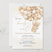 Teddy Bear mit Balloons Babydusche Einladung (Vorderseite)