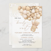 Teddy Bear mit Balloons Babydusche Einladung (Vorne/Hinten)