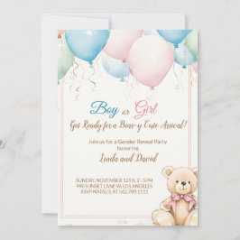 Teddy Bear mit Balloons Babydusche in Einladung