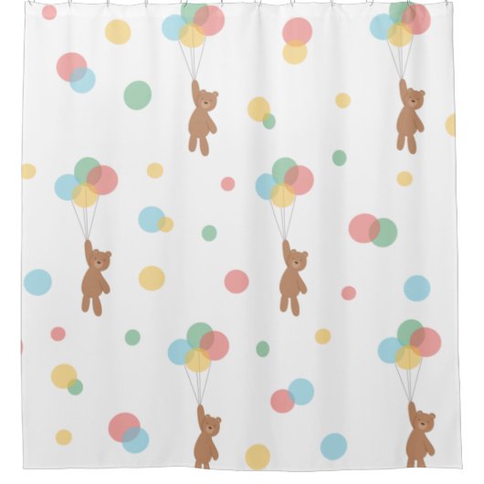 Teddy Bear mit Balloons Duschvorhang (Vorderseite)